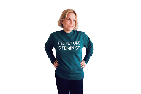 The Future is Feminist -college tummanvihreä